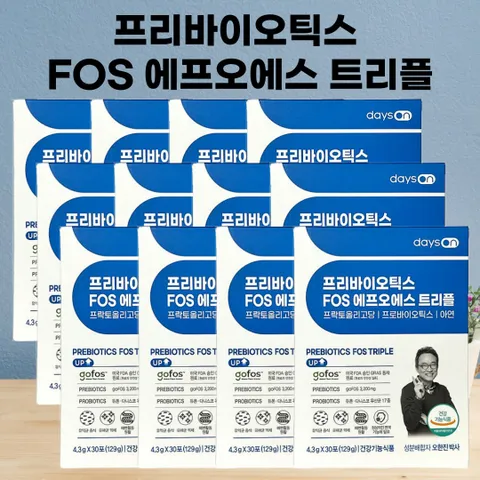 오한진 프리바이오틱스 FOS 에프오에스 트리플 12개월 (기프티콘 사은품 증정), 129g, 12개