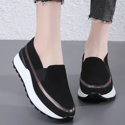 여성 소가죽 키높이 슬립온 6cm