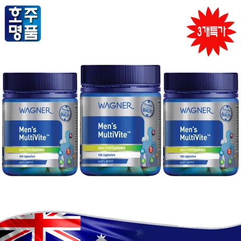 호주 약국 판매 남자 영양제 Wagner 남자 아버지 미네랄 D3 K 멀티 비타민 100캡슐 3병 묶음가, 100정, 3개