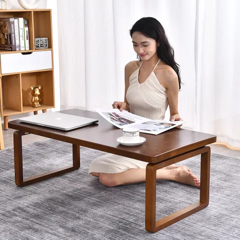 리빙원 모던 접이식 원목테이블 접이식 좌탁테이블 고무나무거실테이블 원목쇼파테이블 좌식테이블 밥상테이블, 월넛, 60x40x35cm