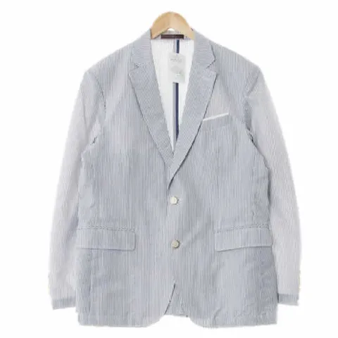 타운젠트 8584 네이비 스트라이프 면혼방 행커칩투버튼블레이저 [100], 택사이즈 : 100..., 네이비계열