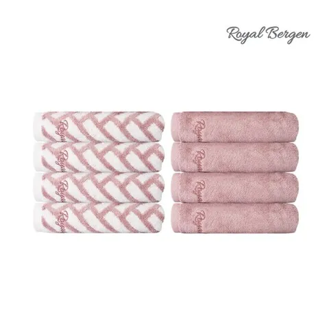 로얄베르겐 프리미엄 뱀부타올 헤링본 페이스4P+솔리드 페이스4P, 색상:헤링본 그레이..., 1개