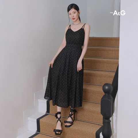 더엣지 25SS 폴카 도트 뷔스티에 원피스 709868, 블랙/M 70986...