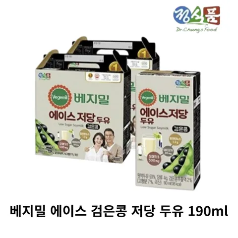 건강두유 저당 두유 검은콩 무설탕 무첨가 당뇨 환자 간식 검은콩두유 비건 32개, 190ml, 32개