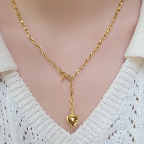 24k 순금 하트 5돈 통통 클립 체인 펜던트 메달 여자 금 목걸이 선물 18.75g, 45, 18.75g