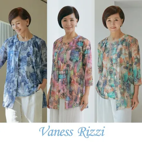 바네사리찌 [바네사리찌] 핫픽스 포인트 앙상블2종 엄마옷 여름옷 마담옷 중년 5060