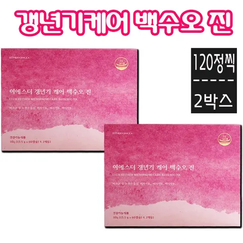 [광고 정품] 1+1 여에스더 갱년기 케어 백수오 진 여성 갱년기 폐경기 영양제 하수오 백수오 백하수오 백수오궁 갱년기 호르몬 에스트로겐 백수호 백수오 복합추출물 비타민B 상세참조, 120정, 2박스