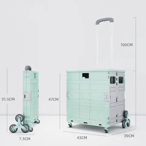 HAM 다용도 특대용량 접이식 카트 4바퀴/8바퀴 쇼핑 핸드카트 폴딩카트 덮게포함, 민트 8바퀴 75L, 1개