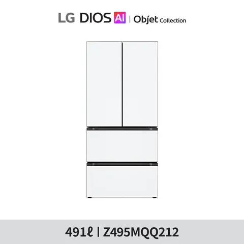[491L]LG 오브제 김치냉장고 스탠드형 4룸 메탈 화이트(Z495MQQ212)