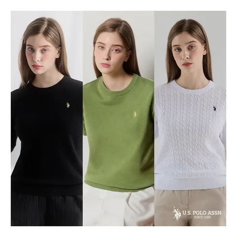 □USPA 26SS 여성 코튼 반팔니트 3종