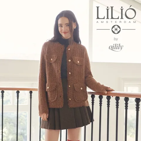[릴리오]by 오일릴리 에센셜 퓨어 캐시미어100 시퀸 니트 자켓