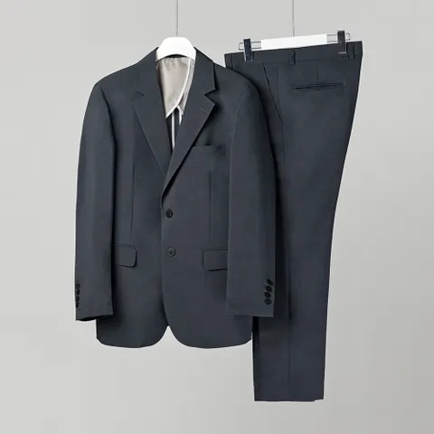 하이후 남성용 린넨 투버튼 캐주얼 수트 HU2004, 자켓(S), 바지(..., 그레이