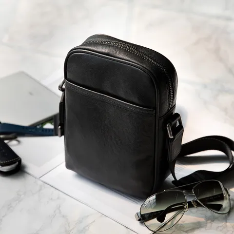 끄레앙 남성 가죽 미니 캐쥬얼 크로스백 L7275, 블랙, 15 x 5 x 2...