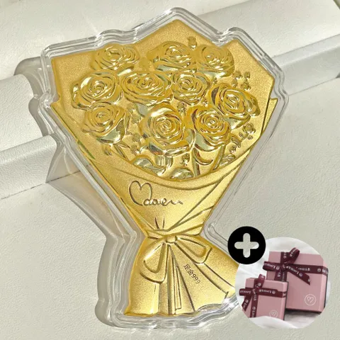 [러비앤비] 24K 감사 순금 꽃다발 0.3g + 프리미엄 선물 세트 (당일배송) | 추석 감사선물 | 어버이날 스승의날 | 부모님 생신 은퇴 선물 | 콩알금 첫돌 골드바 금시세