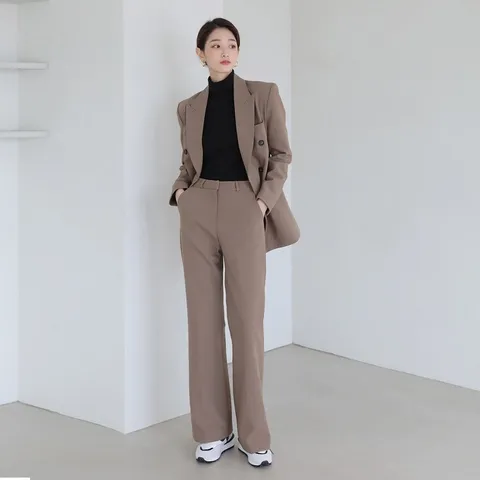 오버엣지 가을 여성 바지 정장 세트 셋업 더블 수트 상하세트 데일리 직장인룩