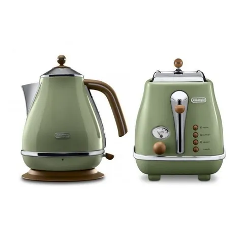 드롱기 아이코나 전기포트+토스터기 세트 KBOV2001 CTOV2003 .GR 빈티지 올리브그린