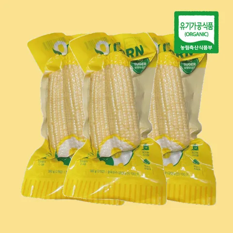 [오 콘] 유기농 강원도 찰옥수수 찐 옥수수 10개 1.5kg, 1개