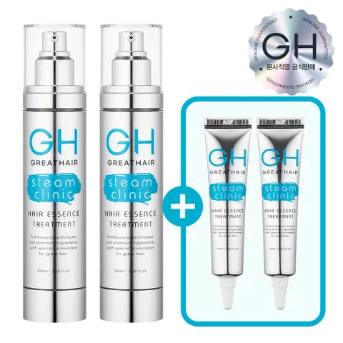 [공식판매처] 그레이트헤어 스팀클리닉 헤어 단백질 에센스 앰플 더블 패키지(본품 100ml*2통 + 여행용*2개), 100ml, 2개