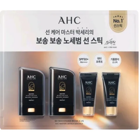 2+2 AHC 마스터즈 선스틱 선크림 에어리치 보송보송 노세범, 4개