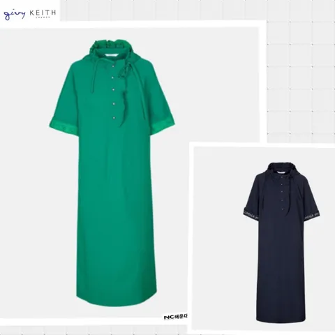 [기비키이스]NC해운대 기비 24여름 솔트 시어서커 후드 원피스G3MN920-39-45, 그린, 66