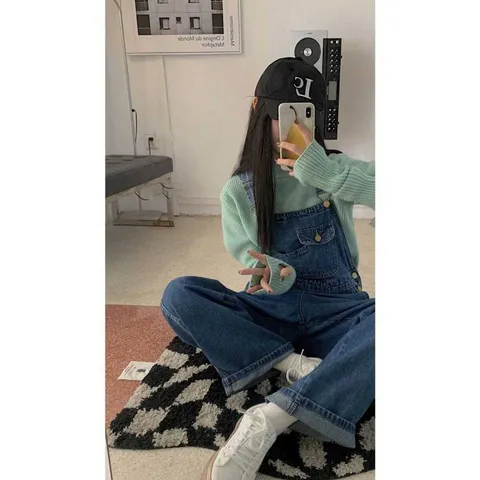 여자 청 멜빵바지 데님 오버롤 점프수트 오버핏 일자 봄 여름 가을 점프슈트 여성 멜빵 청바지 spring summer autumn denim overalls women JX0475, 블루, S