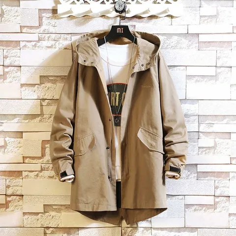 남성 간절기 후드 야상 바람막이 가을 캐주얼 모자 달린 사파리 점퍼 빅사이즈 블랙 카키, L, 카키