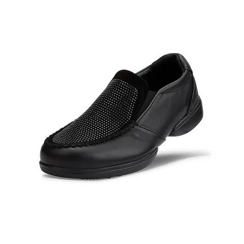 [나르지오워킹화] 다이아 블랙 여성 숙녀화 로퍼 분리형바닥 기능성신발 무릎이 편한신발 가벼운신발, 235, 블랙