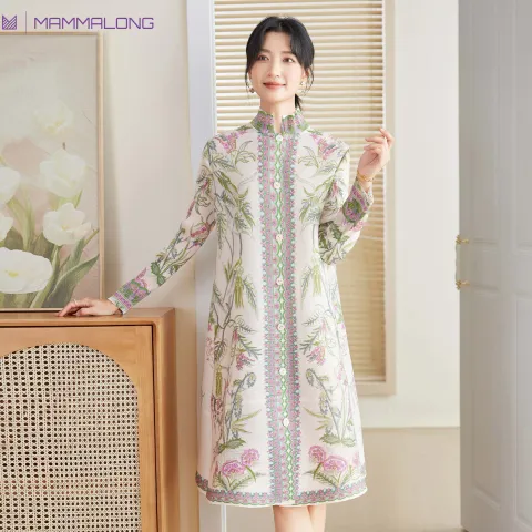 맘마롱 엄마옷 고급 봄 가을 엘레강스 마담 원피스 40 50대 중년의류 플리츠 원피스 40 50대 빅사이즈, 밀크, 원사이즈