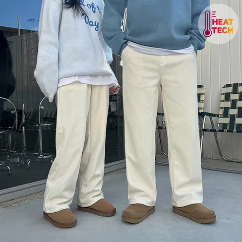 [얼로우][1+1]양털 코듀로이 와이드 팬츠(VER.1) 골덴 밴딩 기모 겨울바지 남여공용 커플, 1(26~30), 아이보리_1(26~..., 차콜