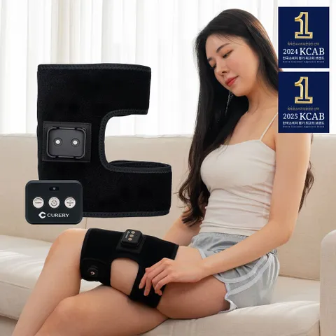 큐어리 EMS 마사지기 저주파 안마기 허벅지 F 자극 통증 치료기 다리 근육 안마기 의료기기