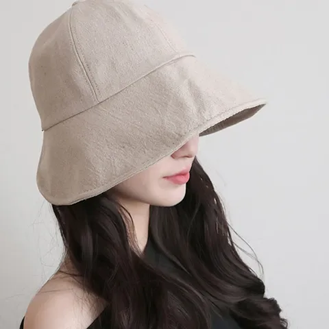 이코마켓 탄탄 여성 여름 코튼 린넨 와이어 벨크로 버킷햇 벙거지모자 여성모자 여자여름모자, 옐로우베이지