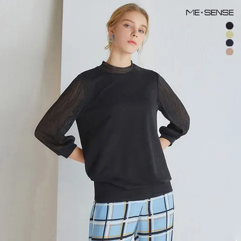 루시앙 미센스 샤이닝 시스루 블라우스 4종 택1, 라이트그린 99_1...