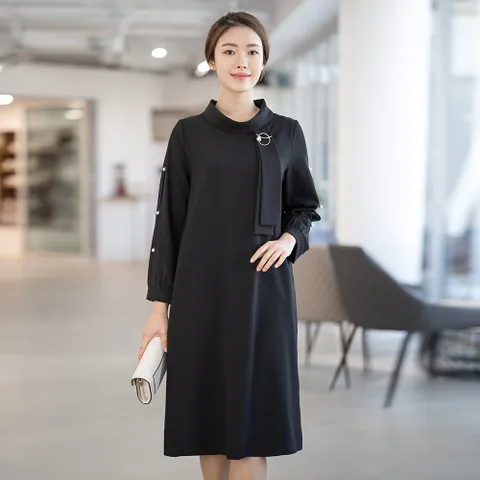 모슬린 엄마옷 진주 소매 원피스 OP202060 중년여성의류 50대 60대 마담 빅사이즈 할머니옷