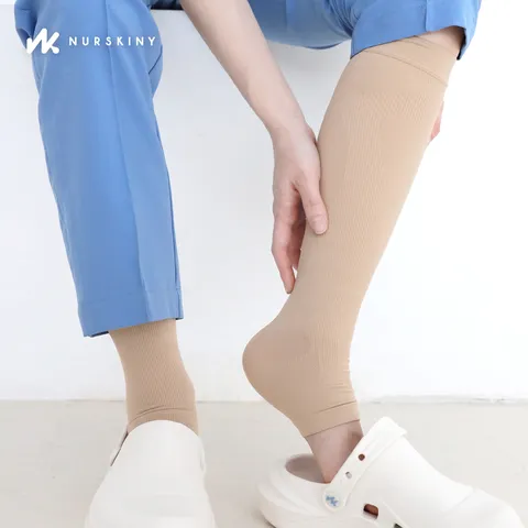 키니핏 발트임 종아리 압박밴드 압박스타킹 앞트임 간호사 승무원 수면, 베이지(S), 종아리/무릎형, 1세트