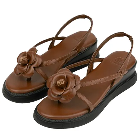 분홍코끼리 여성용 구름경량창 로즈앤 쪼리 웨지샌들 5cm, 브라운, 240