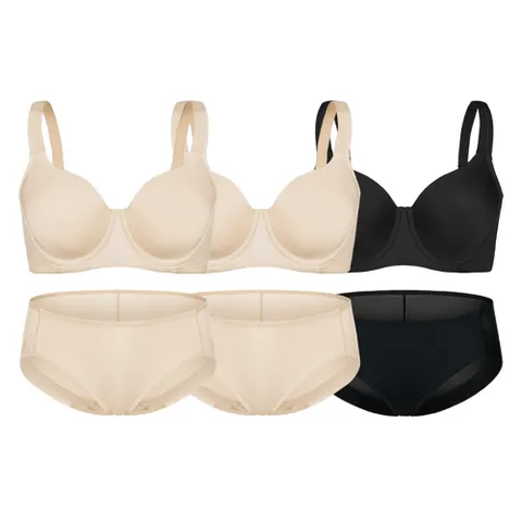 에이세 글램리프트 브라 + 팬티 3종 세트, 라이트브라운, 라이..., 브라(75E), 팬...