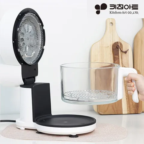 키친아트 3.5L 글라스에어프라이어 투명 유리 에어프라이 자취 오븐형 바스켓에어프라이어 소형 미니, 키친아트 글라스에어...