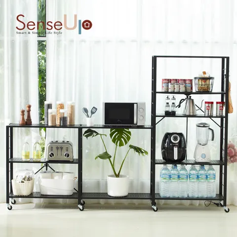 센스업 접이식 높이조절형 똑소리 5단 철제 선반 화이트 블랙