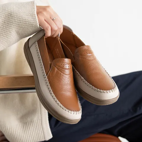 제이슈 소가죽 제딘 컴포트 슬립온 3cm, 240, 브라운