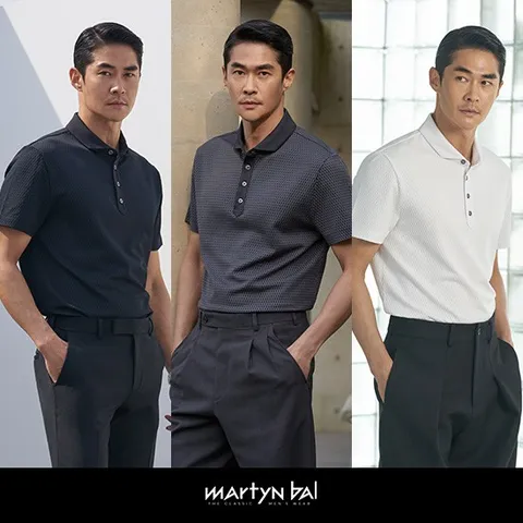 MARTYNBAL 시어서커 슬림핏 카라티셔츠 3종세트 남성, 105