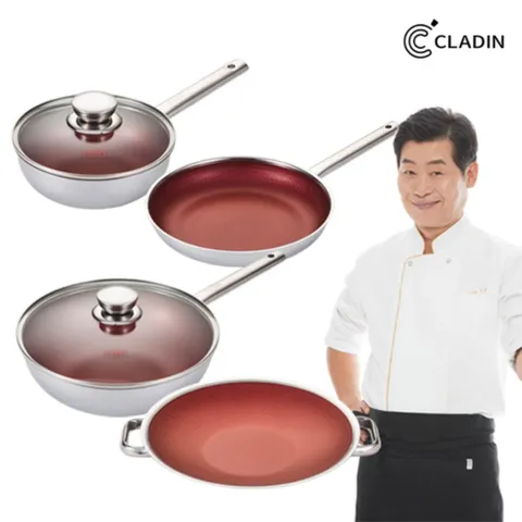 [클래딘] 이연복 쉐프 베네핏 스테인리스 프라이팬 6종 세트, 1개
