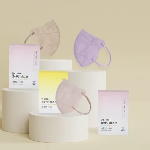 색깔마스크 세부리형 귀편한 비말차단 국산, 베이지, 대형(L), 1개