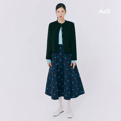 더엣지 [1만원인하]25S/S 그레이스 도트 스커트, 아이보리/66