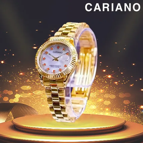 [사은품 지급] 카리아노 24k 금장시계 커플시계 생활 방수 메탈밴드 남성용 여성용 손목시계 부모님선물, 남성용