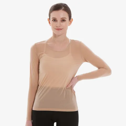 루핏스포츠 여성 냉감 긴팔티 여름 골프티셔츠 자외선차단 쿨링 라운드넥 이너웨어, 스킨, L