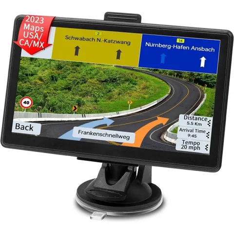 QLLCC 자동차 트럭 내비게이터용 GPS 내비게이션 2023년 미국/CA/MX 오프라인 지도가 포함된 시스템 무료 수명 업데이트 음성 안내 스피드 캠 경고 RV용 7인치