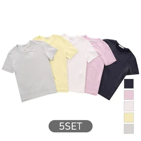 홈쇼핑HIT 샤이닝 반팔 티셔츠 M192006A SET, 5종세트, 055