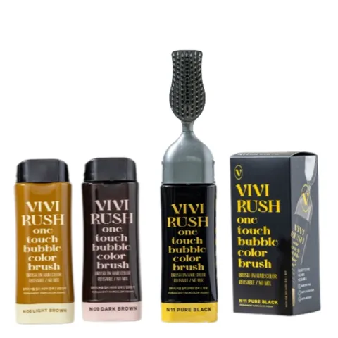 비비러쉬 간편한 셀프 새치 뿌염 염색약 새치커버 원터치 거품염색, 퓨어블랙(흑색), 2개