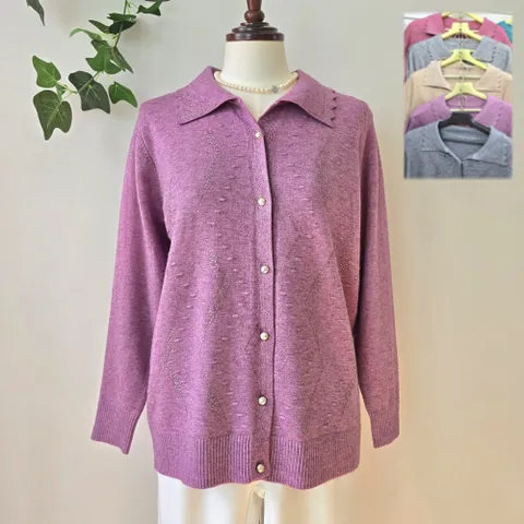 할머니 가디건 60대 70대 80대 여자요양원 여성 봄 가을 겨울 할머니스웨터, 퍼플