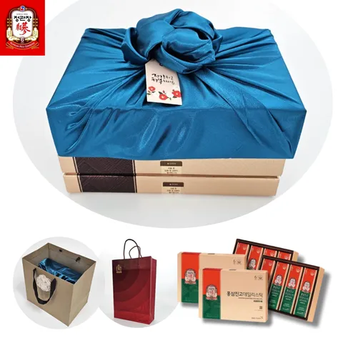 정관장 홍삼정 에브리타임 데일리스틱 40포 (20포 2박스 합포장) 예단 보자기 포장 정품 수제 쇼핑백 선물세트, 400ml, 1세트